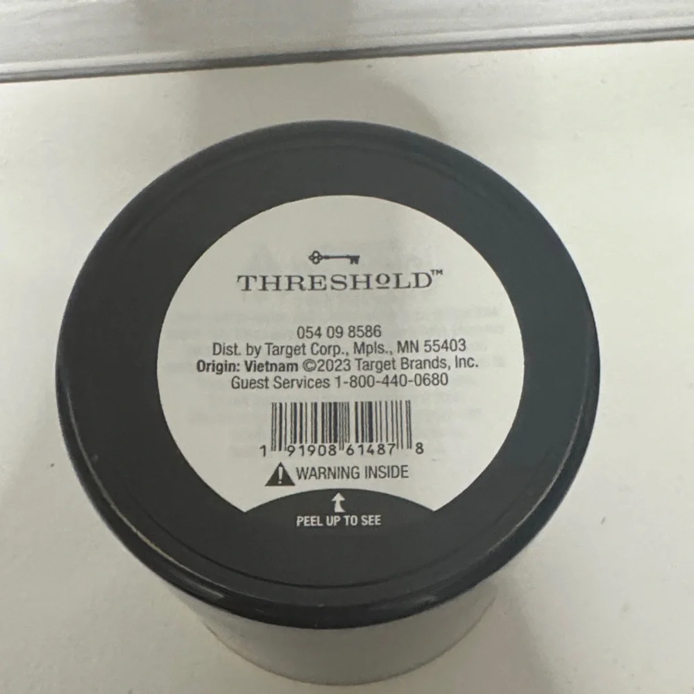 NWT THRESHOLD lidded glass jar candle black label -ginger black tea -8oz